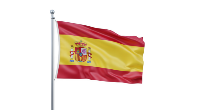 The Spanish flag waving proudly on a flagpole a symbol of national identity and heritage.