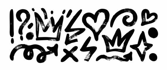 Collection of brush drawn sym...