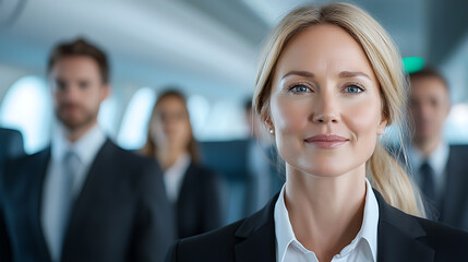 Business networking event professionals collaborate in modern office space close-up perspective empowering atmosphere