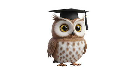 Wise owl with graduation cap symbolizes education and knowledge for students.