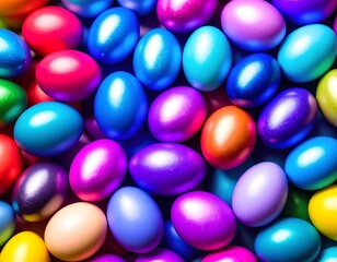 Colorful, shiny Easter eggs