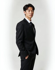 Sharp Dressed Man in a Suit: A stylish man, exuding confidence in a well-tailored suit, stands poised, embodying a professional image.