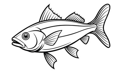 Fototapeta premium Haddock fish Kids vector line art and silhouette t shirt design, elegant detailed illustration, perfect for printable coloring pages, art therapy relaxation and stress relief activities.