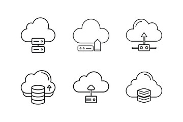 backup cloud line art vector illustration