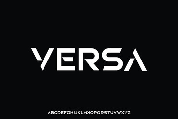 Modern tech futuristic style sans serif alphabet display font vector