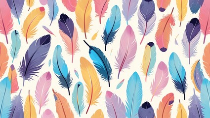 Vibrant Colorful Feathers Pattern: A Delightful Seamless Design