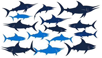 A school of marlin silhouettes