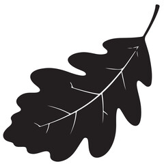 Stylized Black Oak Leaf Silhouette Illustration