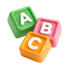 3d alphabet blocks for early childhood education on transparent background