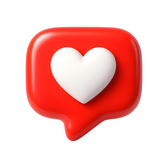 3d red heart bubble on transparent background
