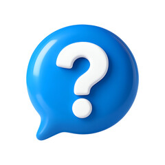 3d question mark in a speech bubble on transparent background