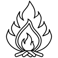 Bonfire Flame Simple Outline Vector Design 
