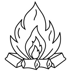 Bonfire Flame Simple Outline Vector Design 