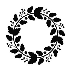Elegant silhouette wreath design floral elements for decorative projects and invitations
