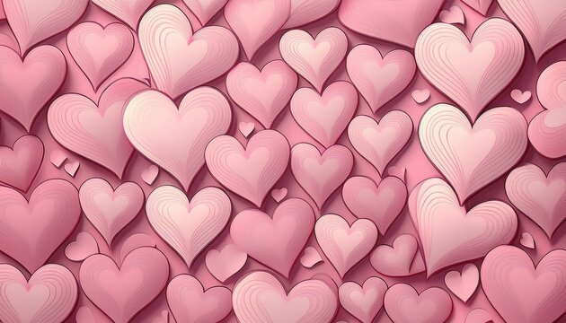 pale pink hearts pattern on pale pink background generated image
