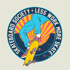 Editable Skateboard society tshirt design