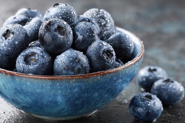 Fresh Blueberries in Bowl, Kitchen Counter, Close-up