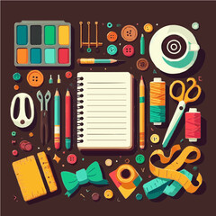 Seamless vector pattern of school stationery set