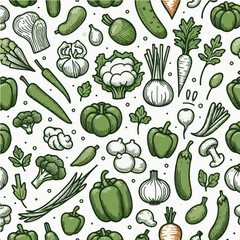 Seamless vector pattern of vegetables
