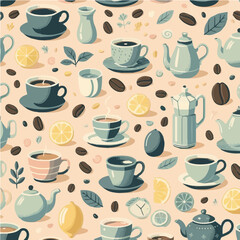 Seamless vector pattern of coffe tea