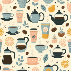 Seamless vector pattern of coffe tea