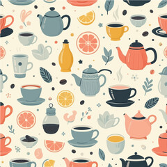 Seamless vector pattern of coffe tea