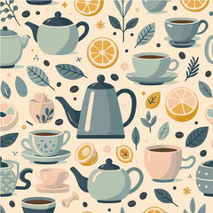 Seamless vector pattern of coffe tea