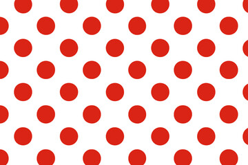 Red polka dot seamless pattern on a white background. Dotted geometric abstract vector texture. Simple classic repeat design for fabric, textile print, wrapping paper or decor.