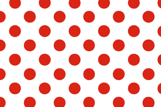Red polka dot seamless pattern on a white background. Dotted geometric abstract vector texture. Simple classic repeat design for fabric, textile print, wrapping paper or decor. - Powered by Adobe