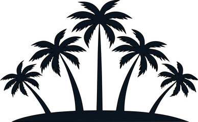 Palm tree black silhouette vector, perfect for tropical summer posters, vacation logos, and beach resort branding.