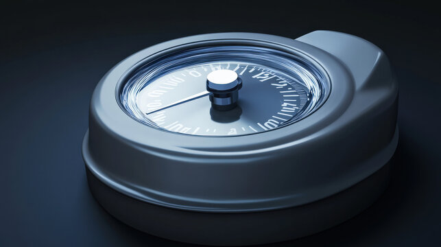 digital household water meter dial spinning rapidly without numeric markings symbolizing hidden leak isolated on dark background 3D render illustration concept scene visual for commercial design