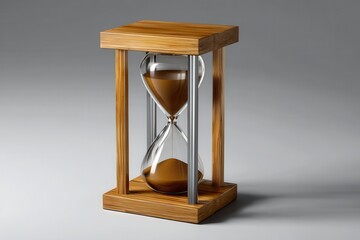 Elegant wooden hourglass captures the essence of time flow in a minimalist setting
