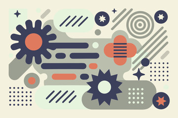 Obraz premium A pattern combining simple lines and shapes. Hand-drawn style. Vector. Pattern. Colorful. Pop.