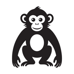 Naklejka premium A fun, isolated, and cute cartoon animal illustration of a happy puppy Monkey with a big smile