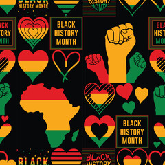 Black history month seamless pattern. Juneteenth independence day, African repeat background for fabric, banner, poster, campaign and printable.