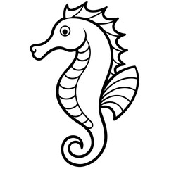 Seahorse line art vector
