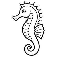 Seahorse line art vector