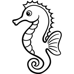 Seahorse line art vector