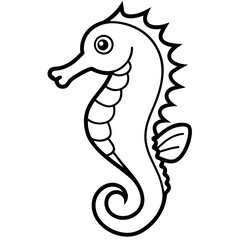 Seahorse line art vector