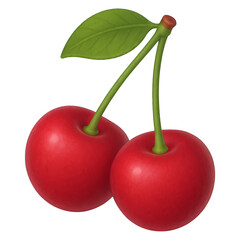 cherry 3d icon on transparent background