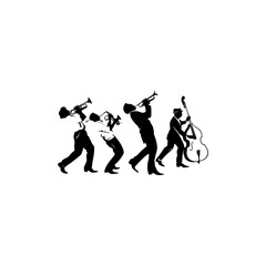 Set of musician silhouette vector illustration on isolated white background.  