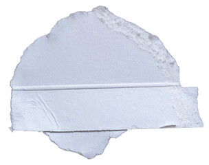 Ripped torn white paper piece on transparent background, paper tear edge stripes cut out design element