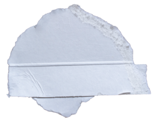 Ripped torn white paper piece on transparent background, paper tear edge stripes cut out design element