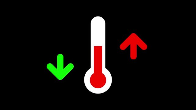Thermometer animation with up and down arrows.