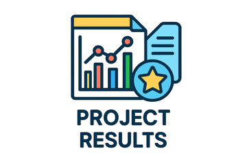 Fototapeta premium Project results graphic with chart, report, and star symbol project results layout