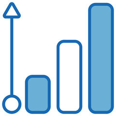 Growth Blue White Icon Editable Stroke