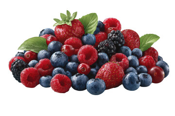 Pile of Mixed Berries with Transparent Background