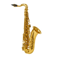 Naklejka premium Golden Saxophone Isolated on White Background