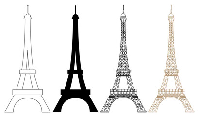 Collection of Eiffel Tower as Landmarks of France