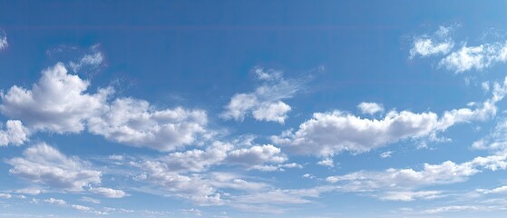 Wide-angle view of a partly cloudy blue sky